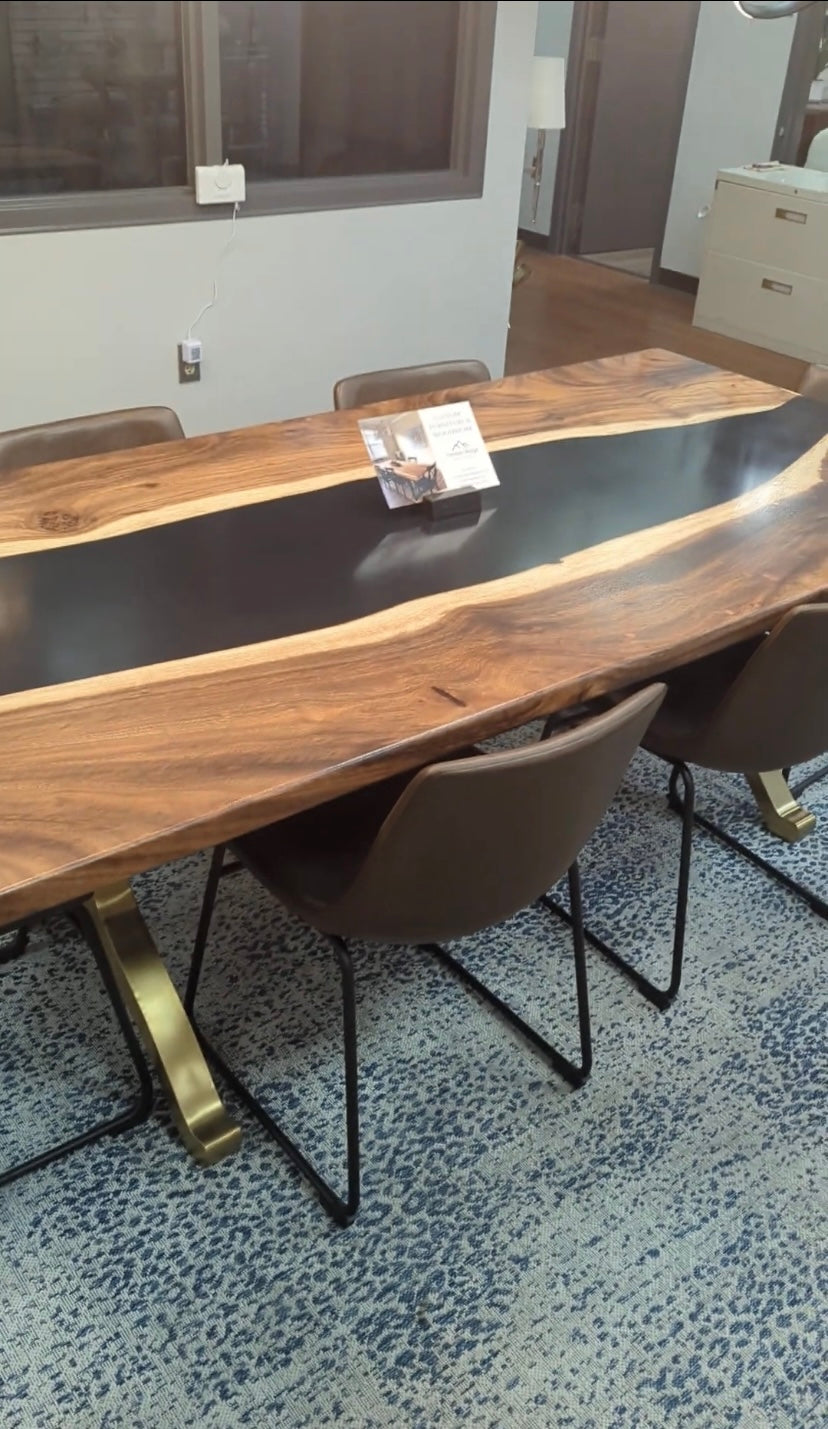 Black Epoxy Guanacaste Wood River Table - Main Image